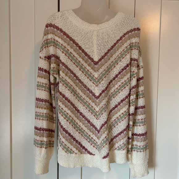 Loveriche Cream striped nubby Sweater L - Picture 4 of 5